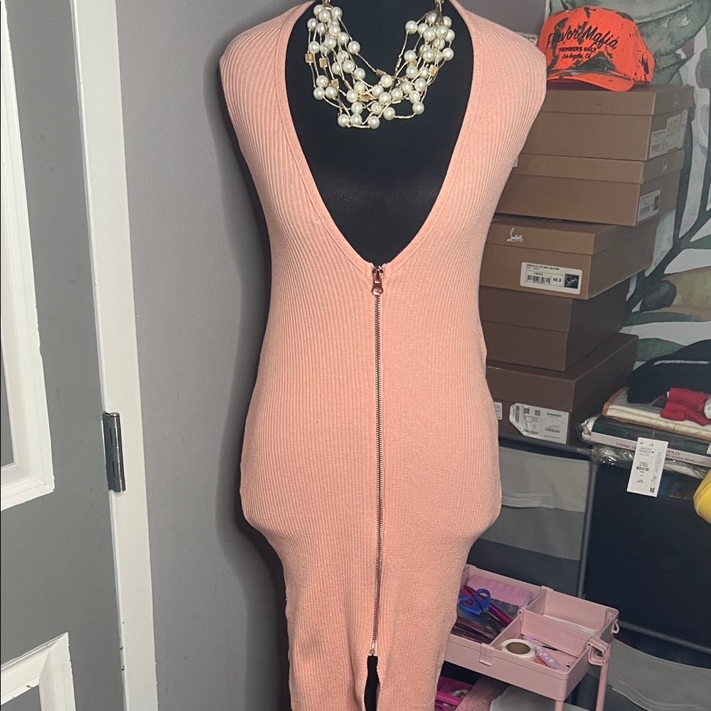 Private Label Blush Backless Knit Dress